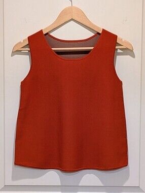 EUC Giordano Ladies 00 Viscose Blend Orange and Tan Knit Camisole Tank Topo